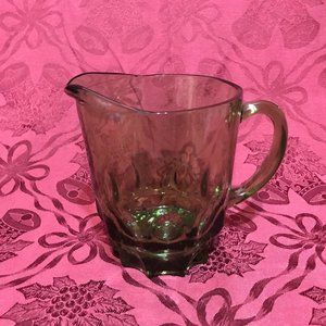 Vintage Hazel Atlas Avocado Green Glass Pitcher. King's Thumbprint Pattern